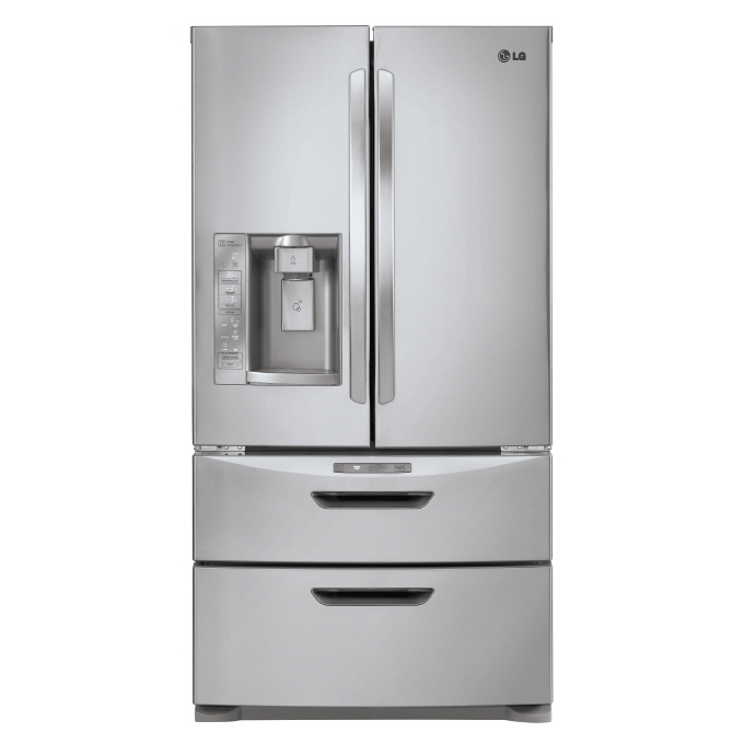 Front view of the new LG Four-Door French-Door refrigerator