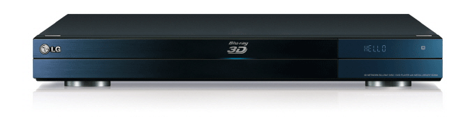 A front view of LG’s flagship Full HD 1080p 3D-enabled Network Blu-ray Player model BD690.