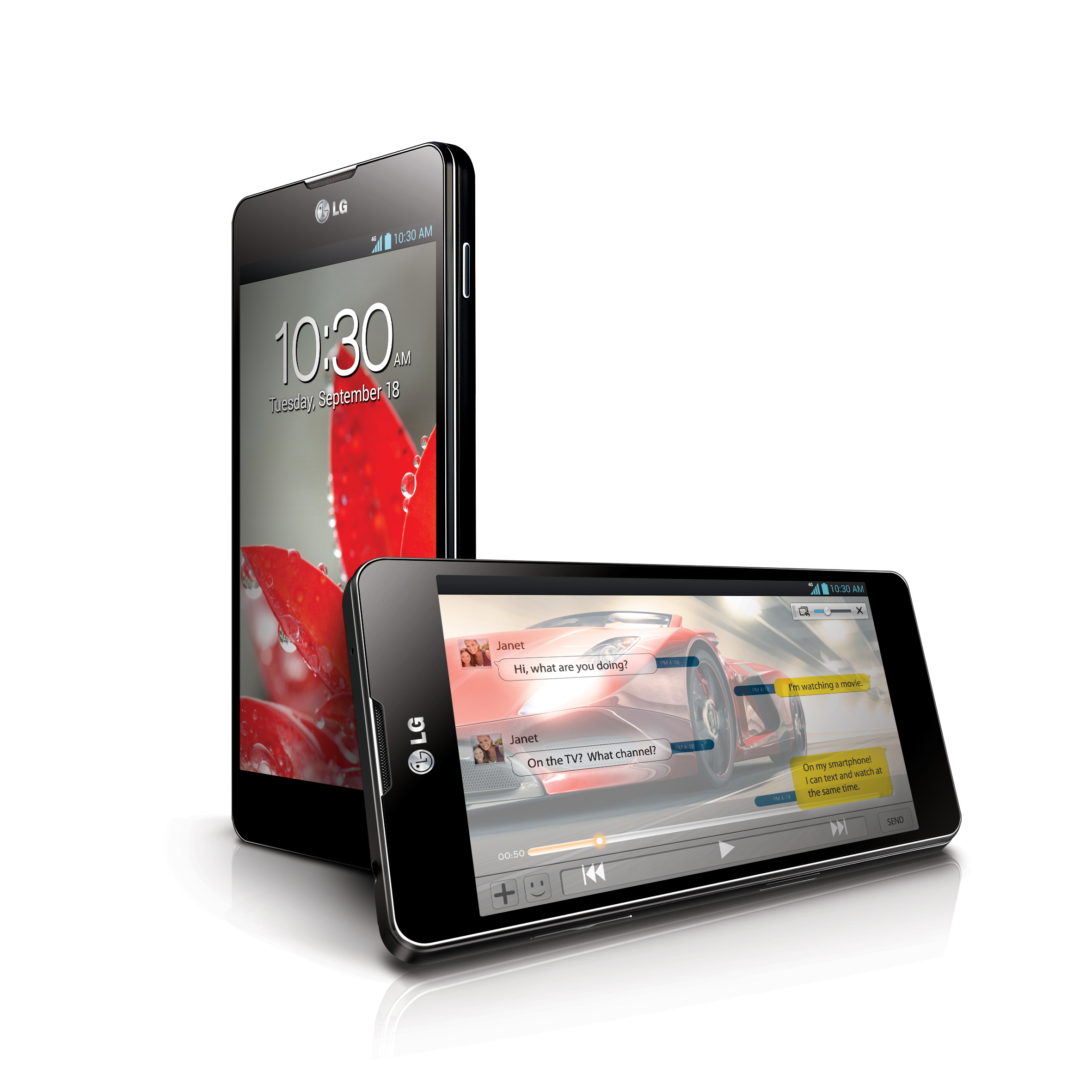 Vertical and horizontal 45-degree views of LG Optimus G