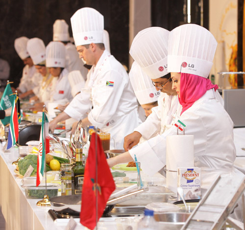 Participating chefs from across the world cooking during the competition