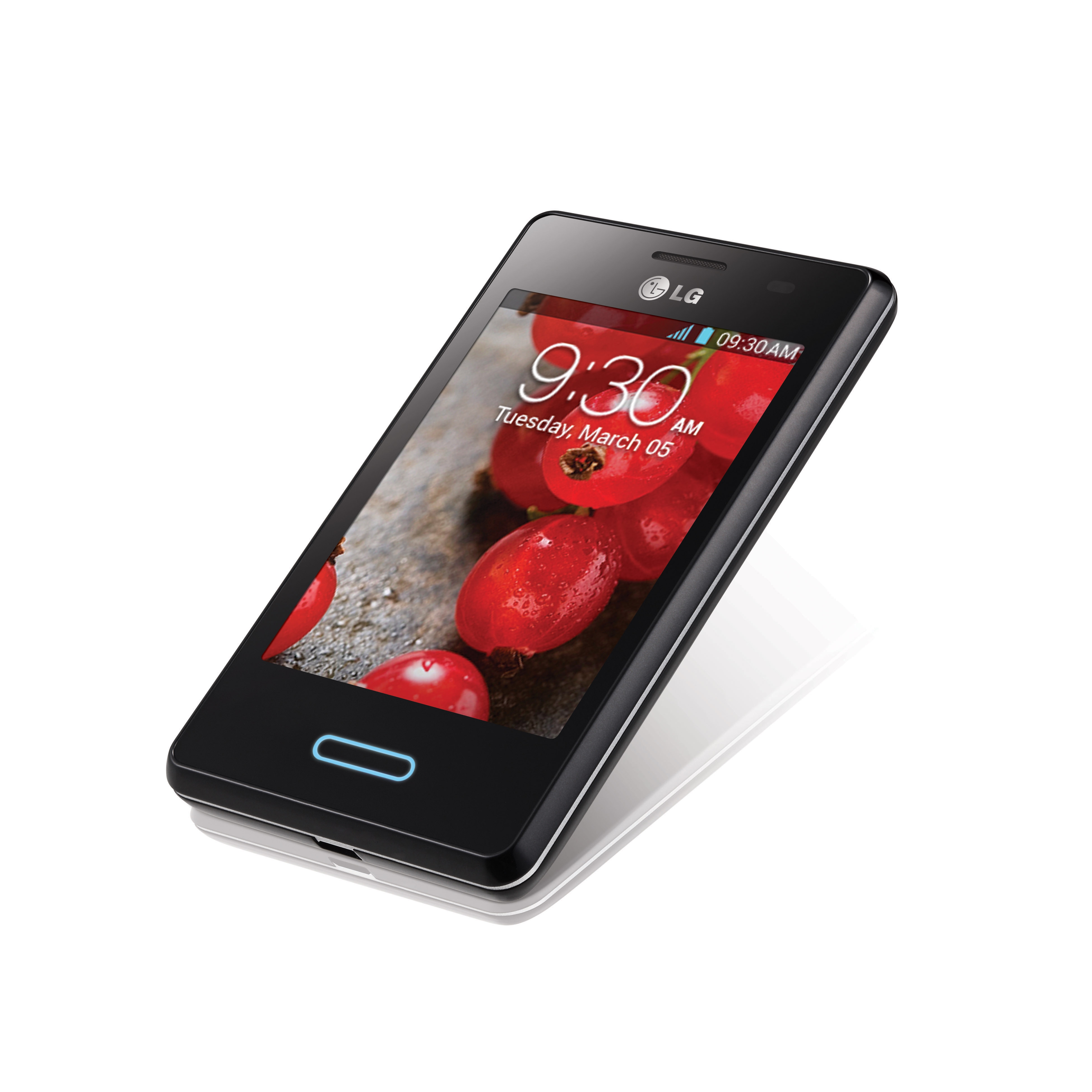 A side view of an inclined LG OPTIMUS L3II