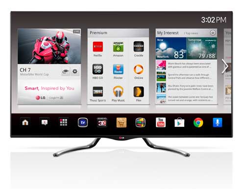 Applications supported by Android 4.2.2 Jelly Bean Operating System demonstrated on the LG Google TV.