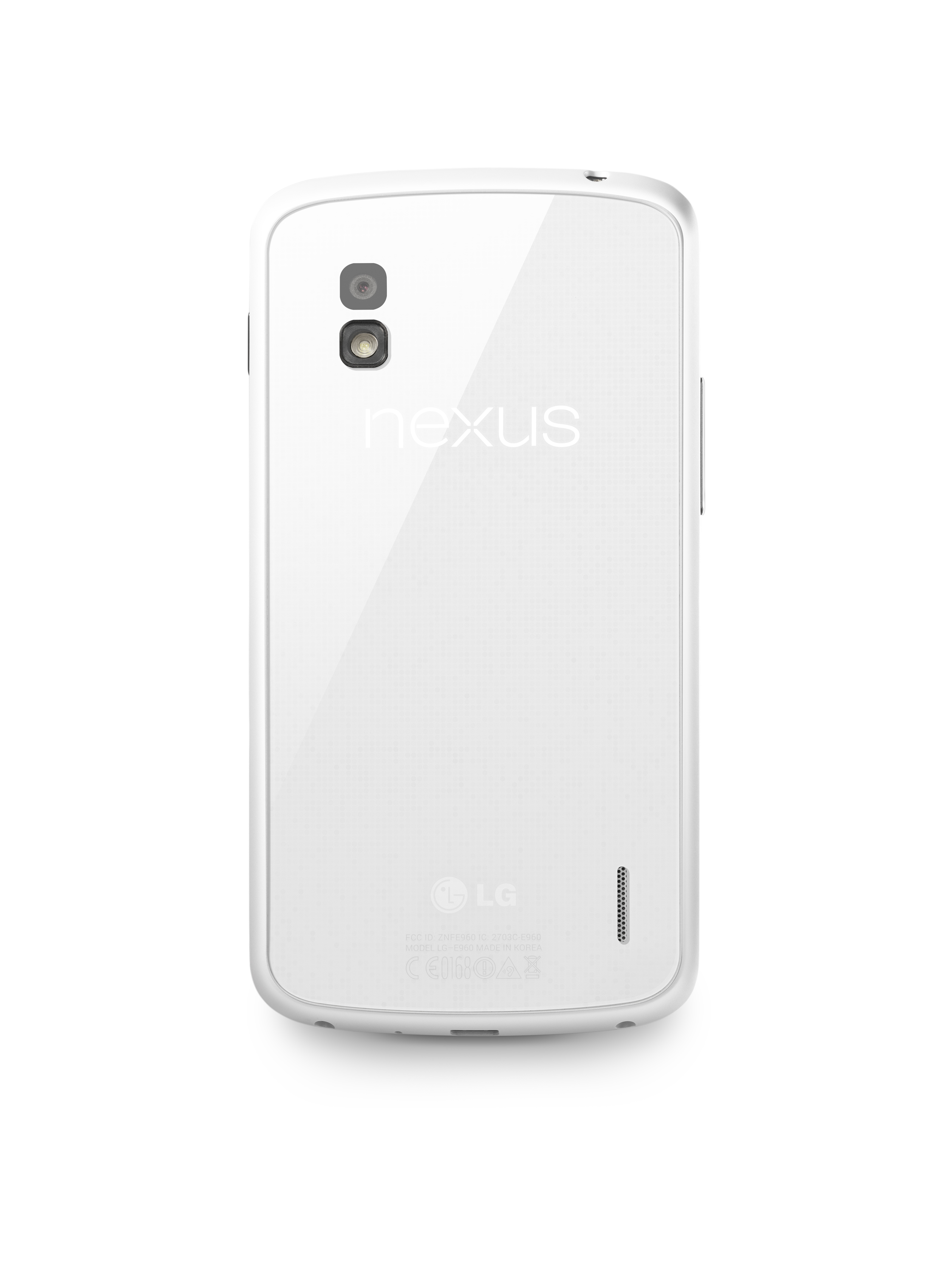 A rear view of the Nexus 4 White