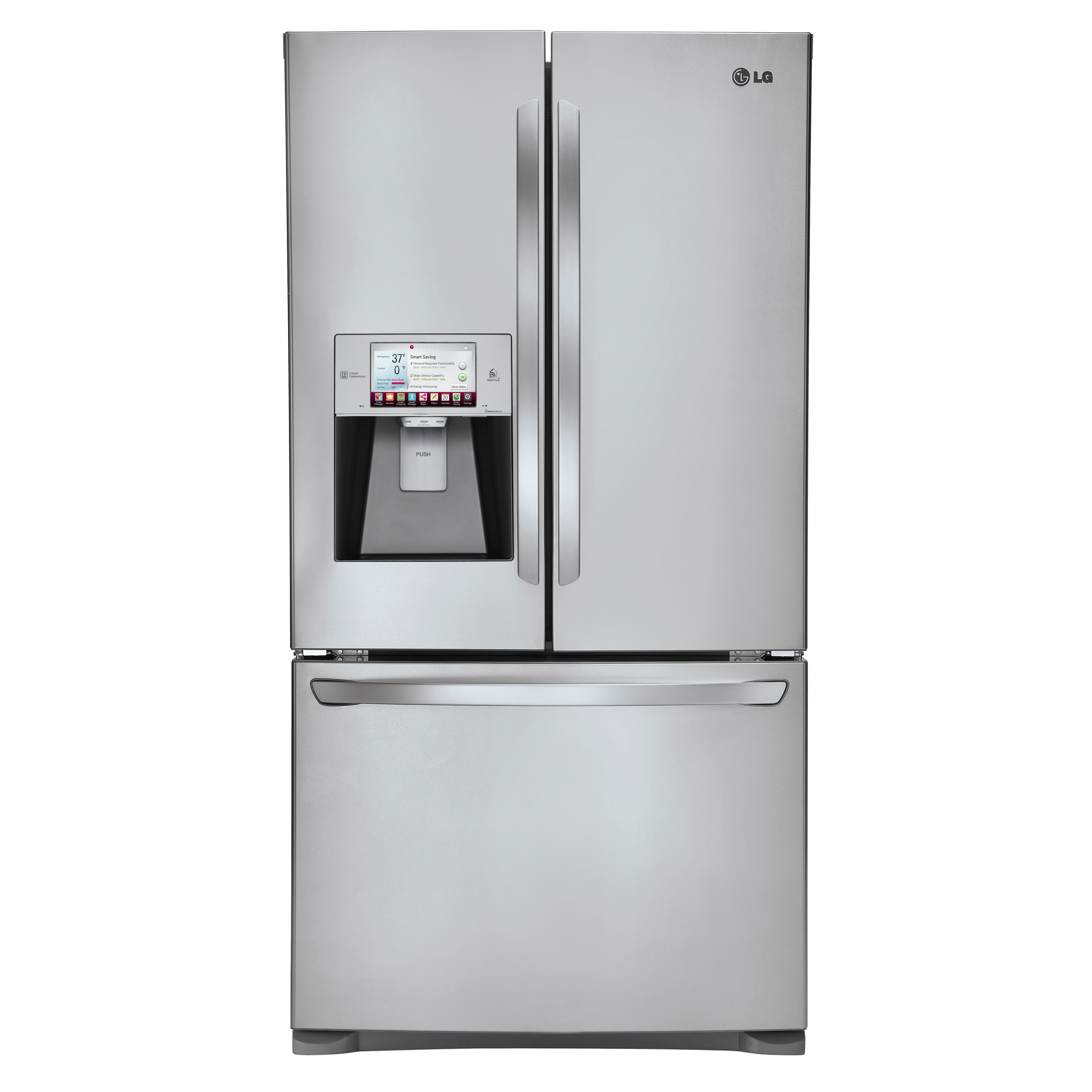 Front view of LG’s smart refrigerator