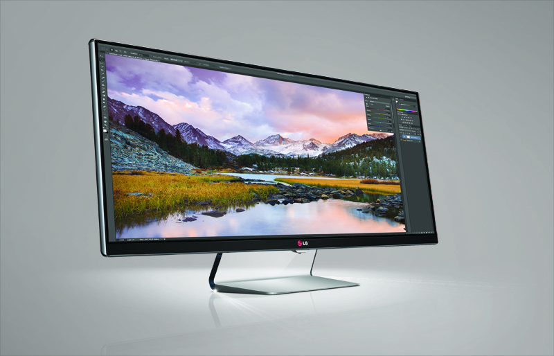 A side view of LG 21:9 UltraWide monitor.