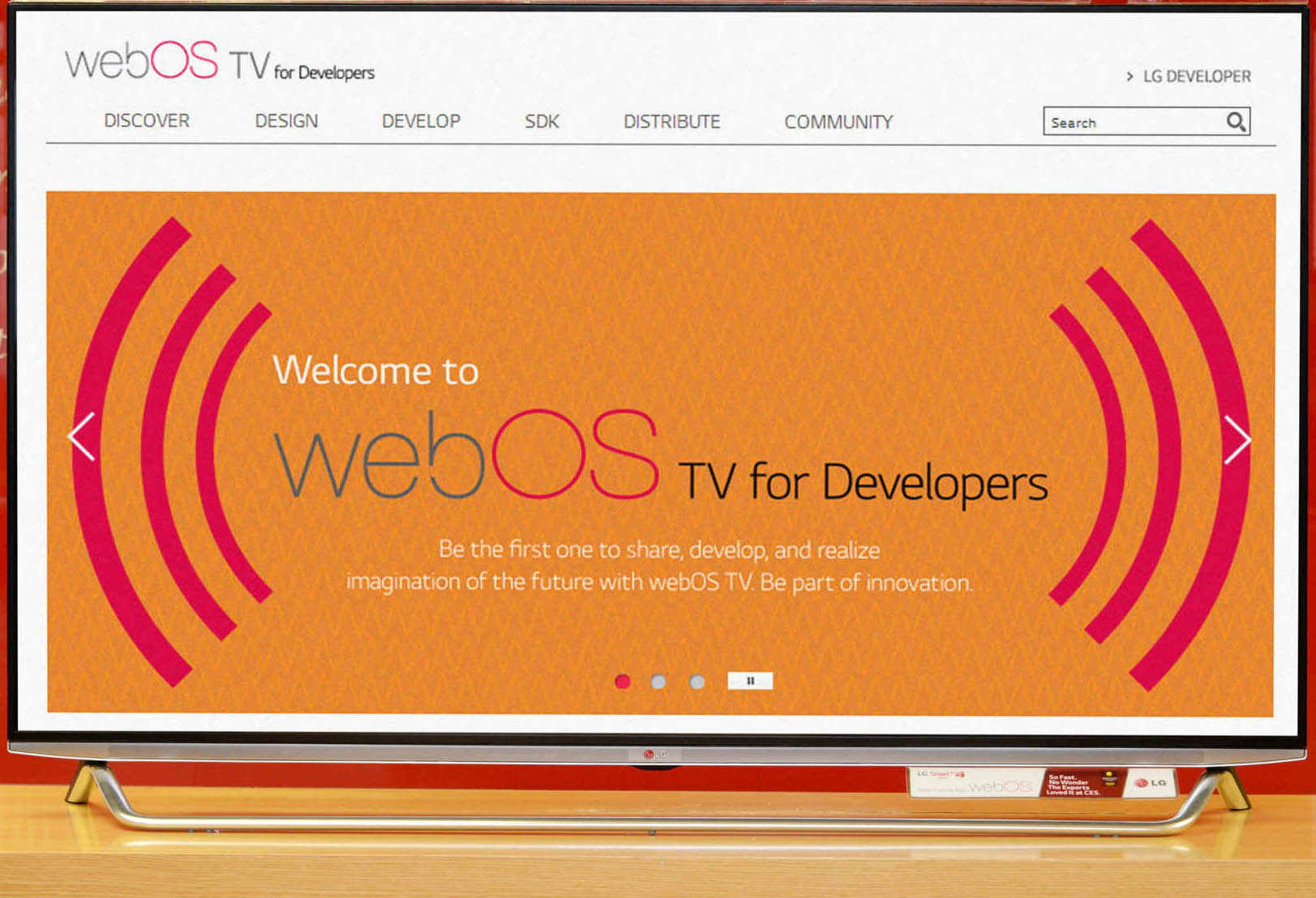 webOS for Developers displayed on LG’s Smart TV