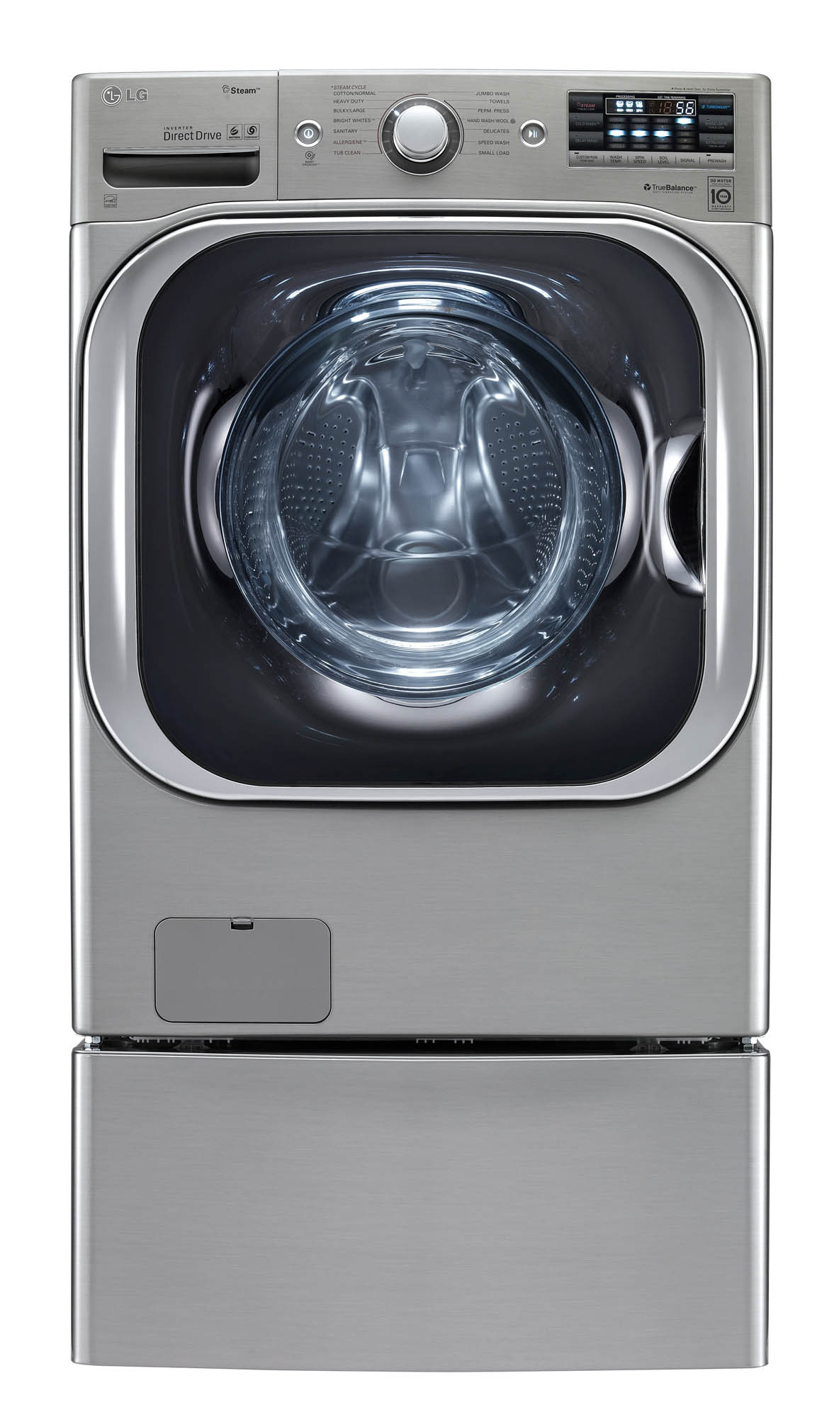 A front view of LG Mega-Capacity TurboWash Clothes Washer model WM8000HVA