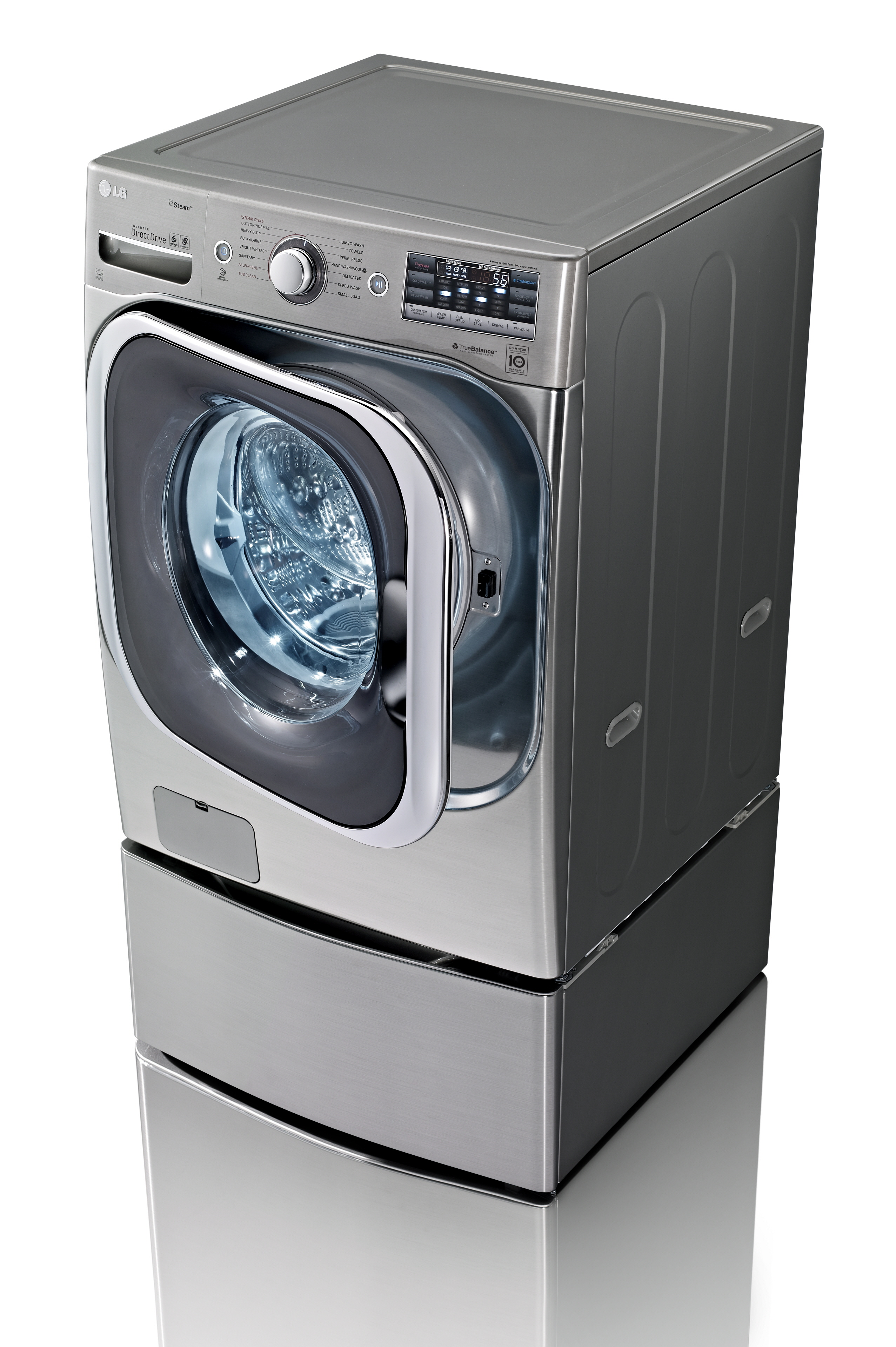 The LG front-load washing machine (WM8000) with its door slightly open