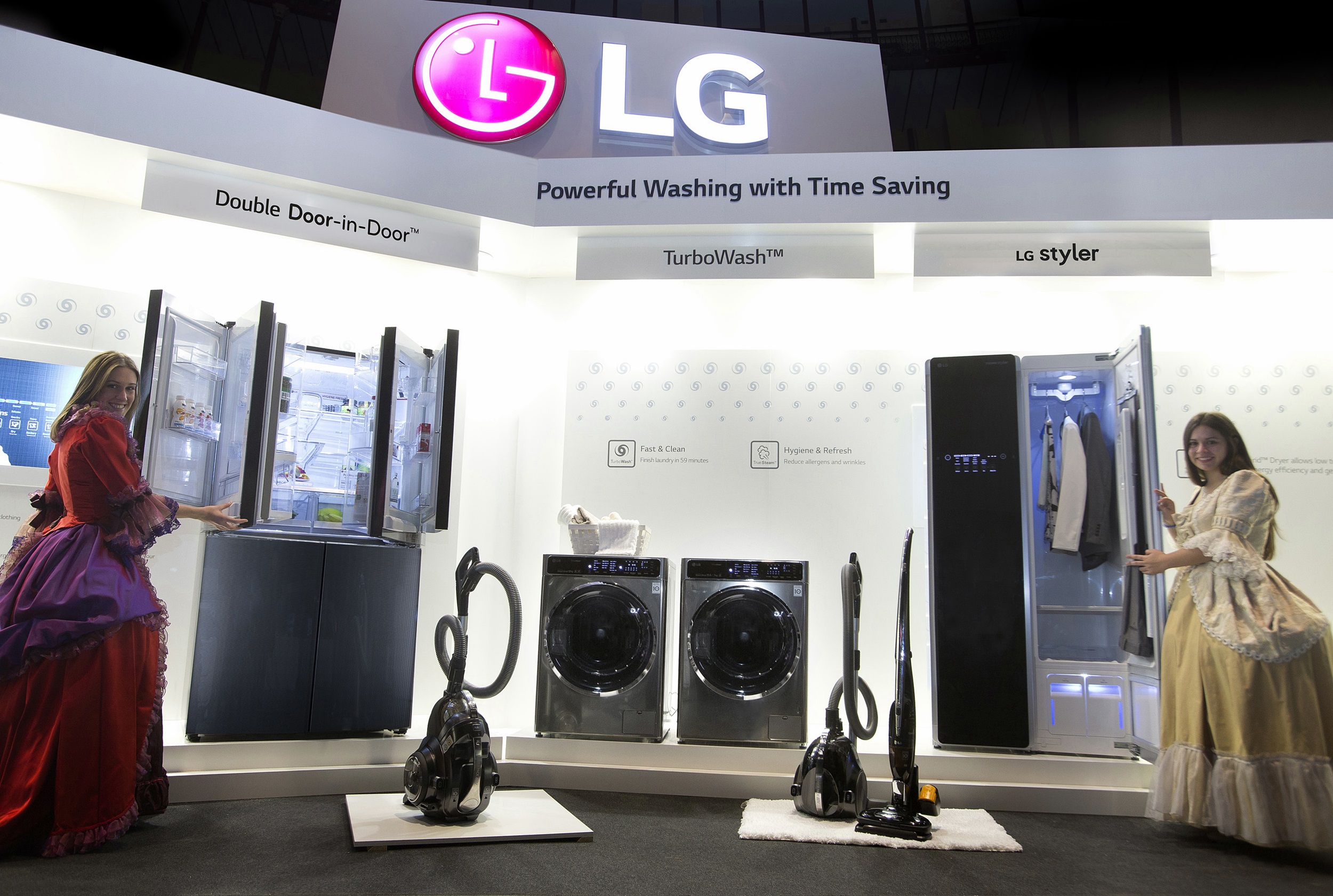 Models present diverse range of home appliances products.
