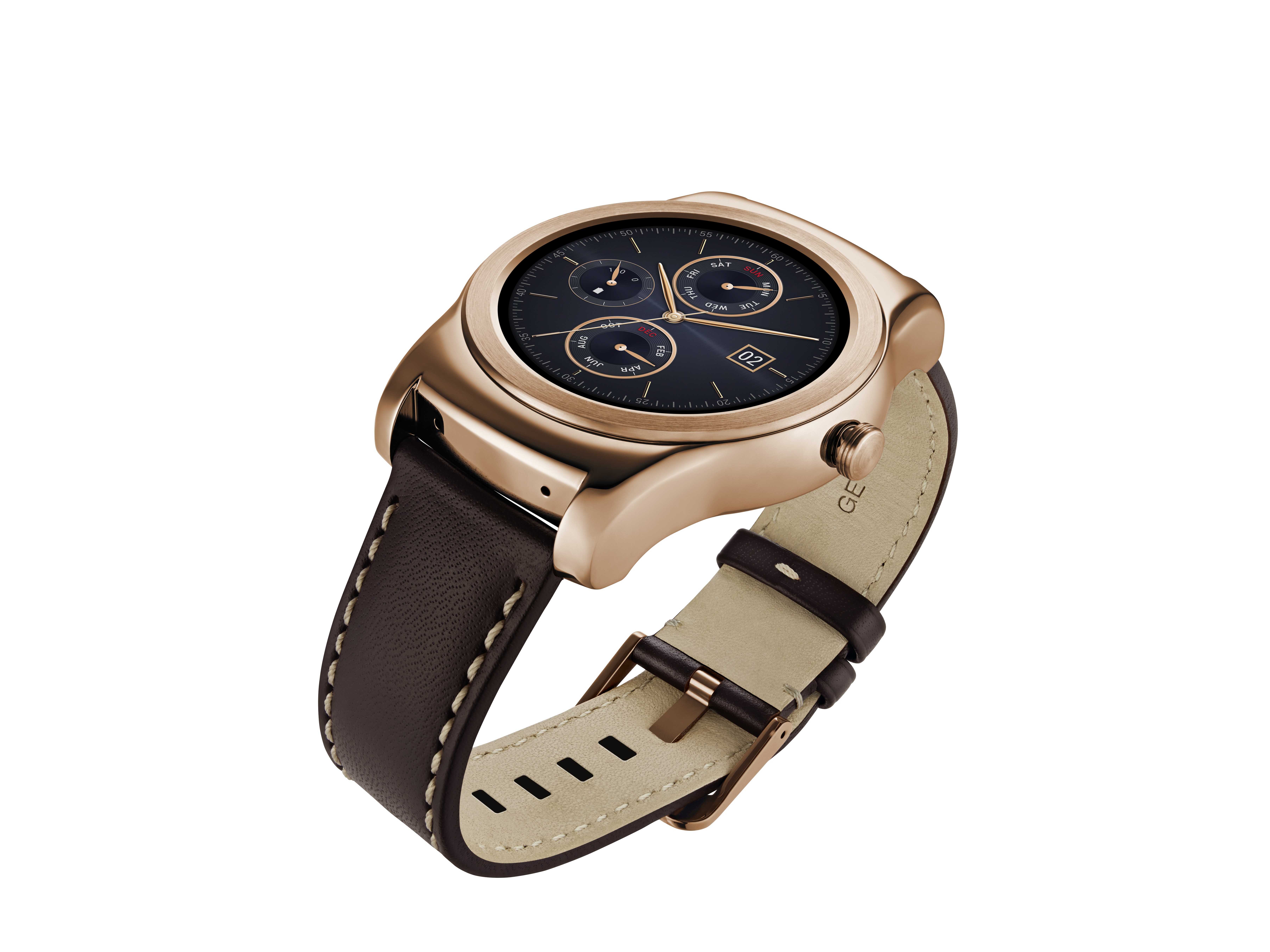 A side view of LG Watch Urbane in gold color.
