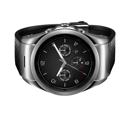 Front view of LG Watch Urban LTE which is laid in a horizontal position