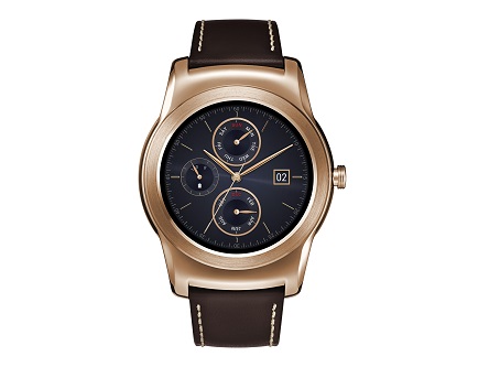 Front view of LG Watch Urbanes in gold color