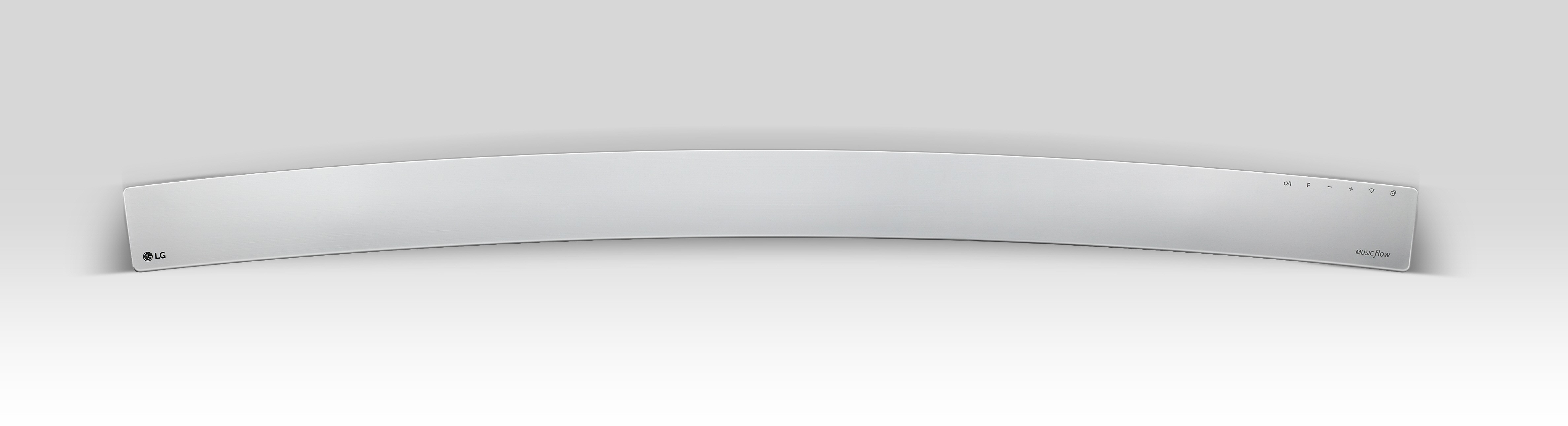 Front view of the Music Flow HS8 Wireless Curved Soundbar