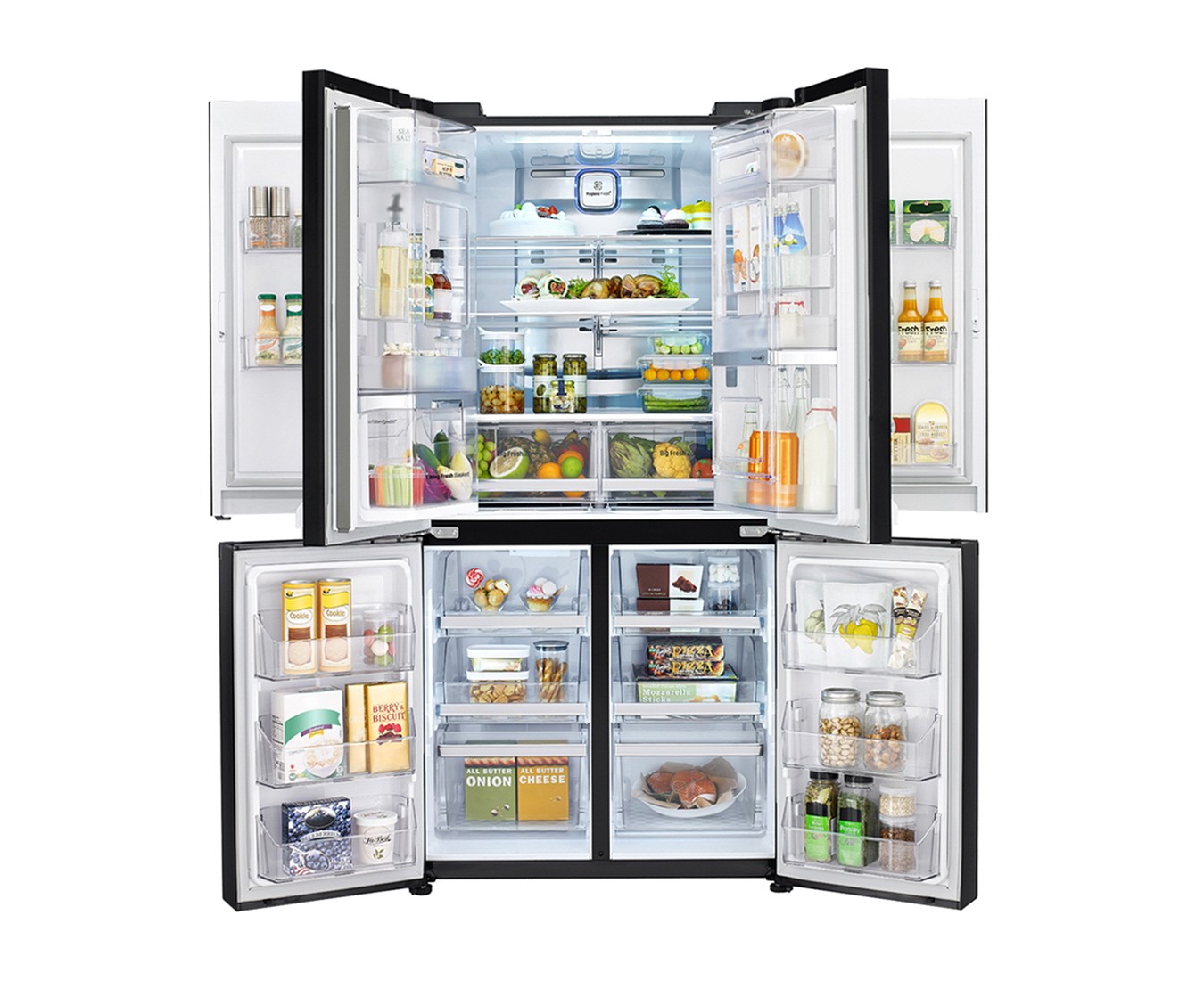 LG double Door-in-Door refrigerator with all the doors opened