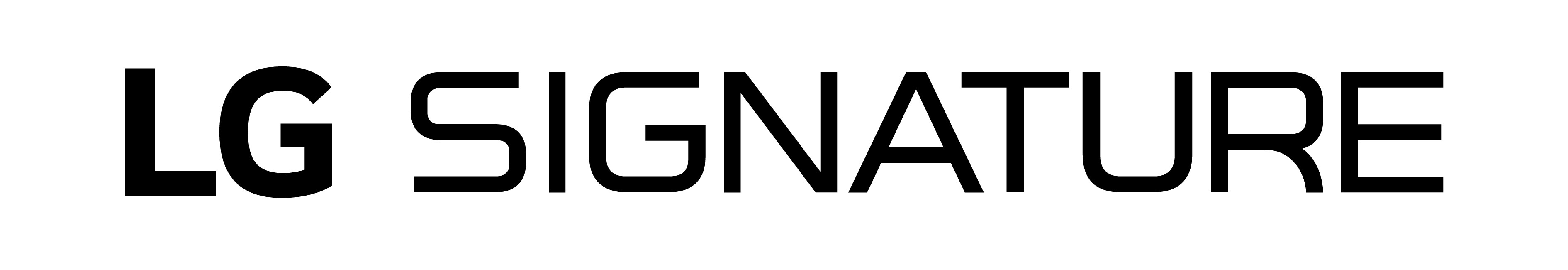 The logo of LG SIGNATURE with white background, black text.