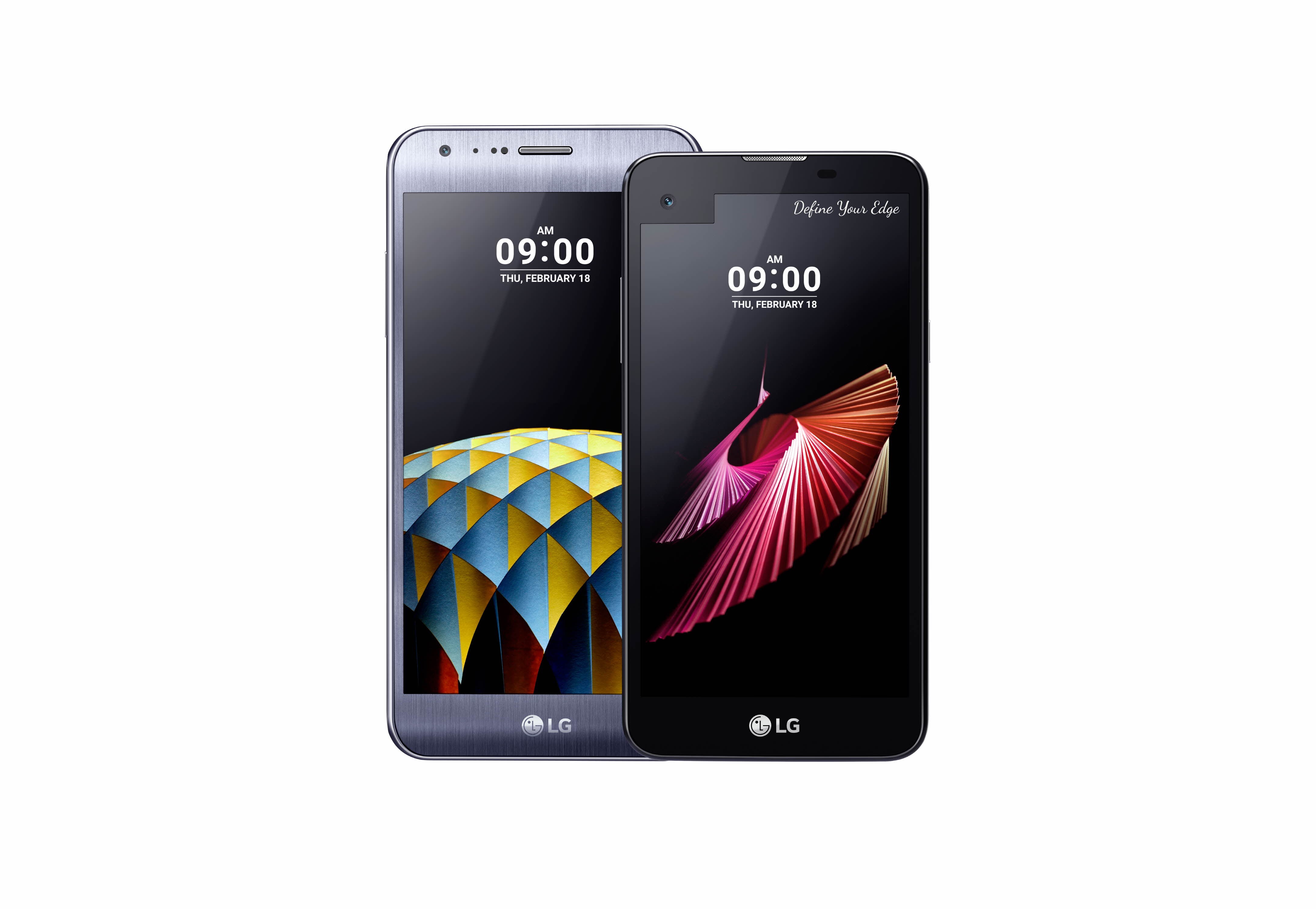 The front view of the LG X cam in Titan Silver and X screen in black