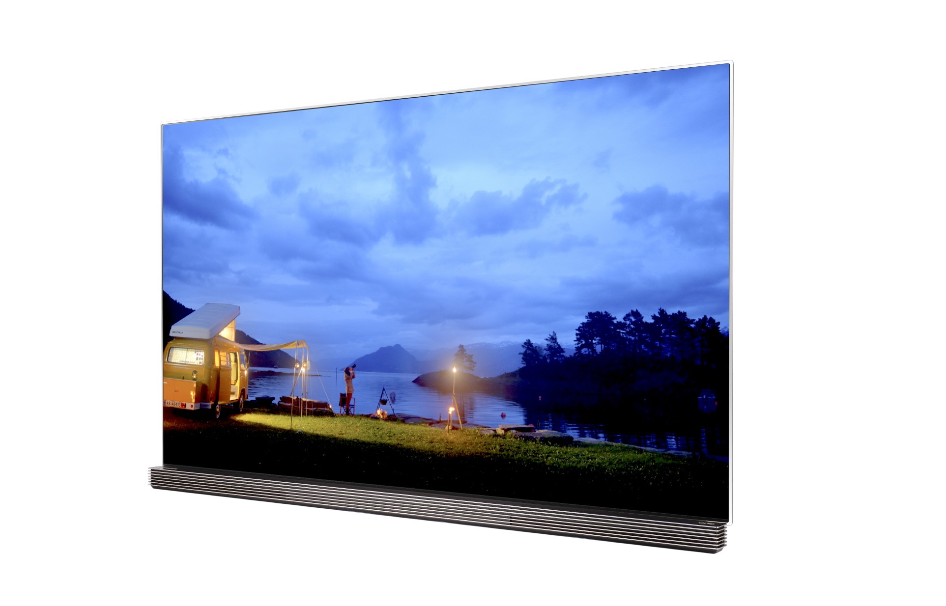 A right-side view of LG OLED TV with HDR