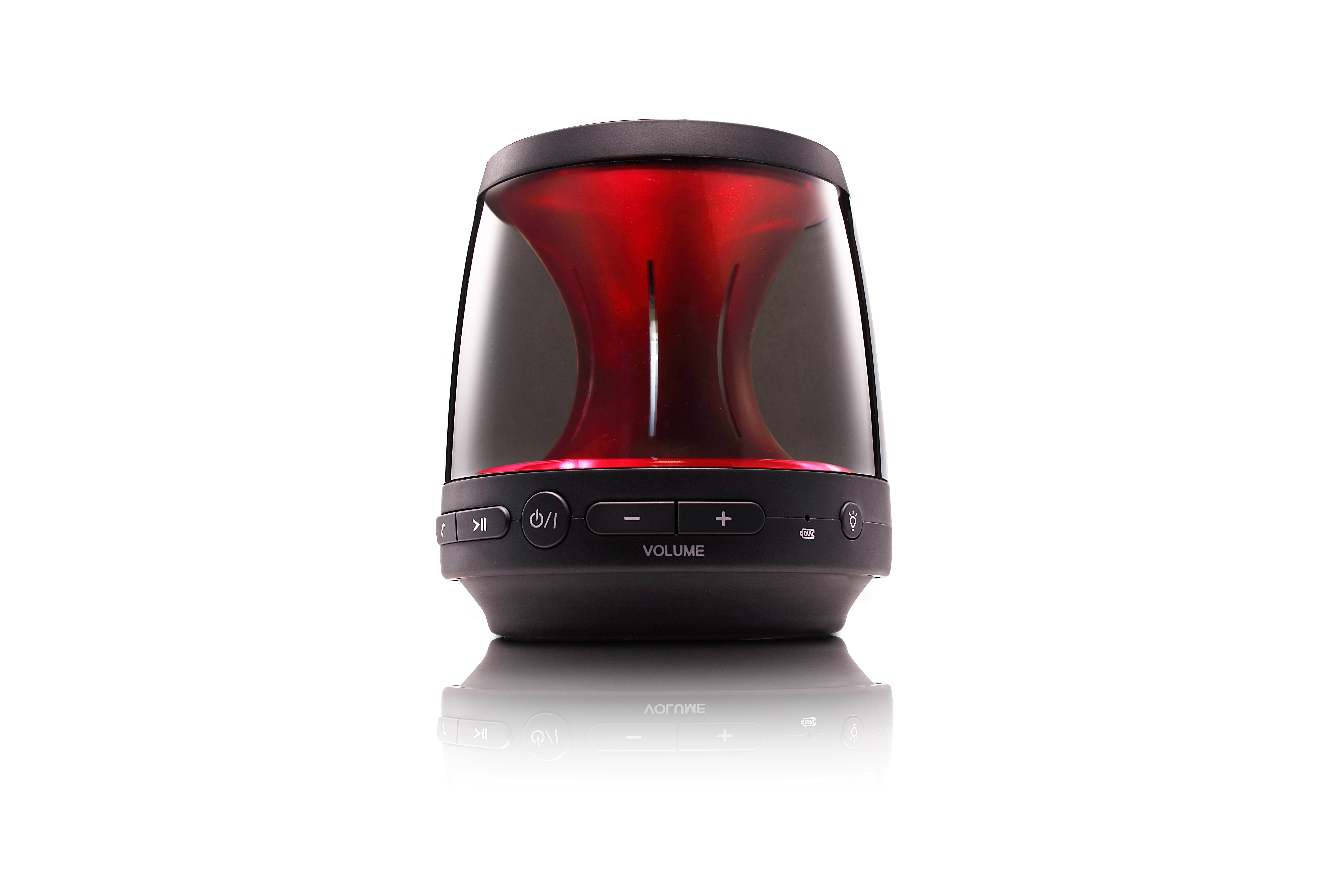 LG Bluetooth speaker model PH1 with built-in mood lighting in red