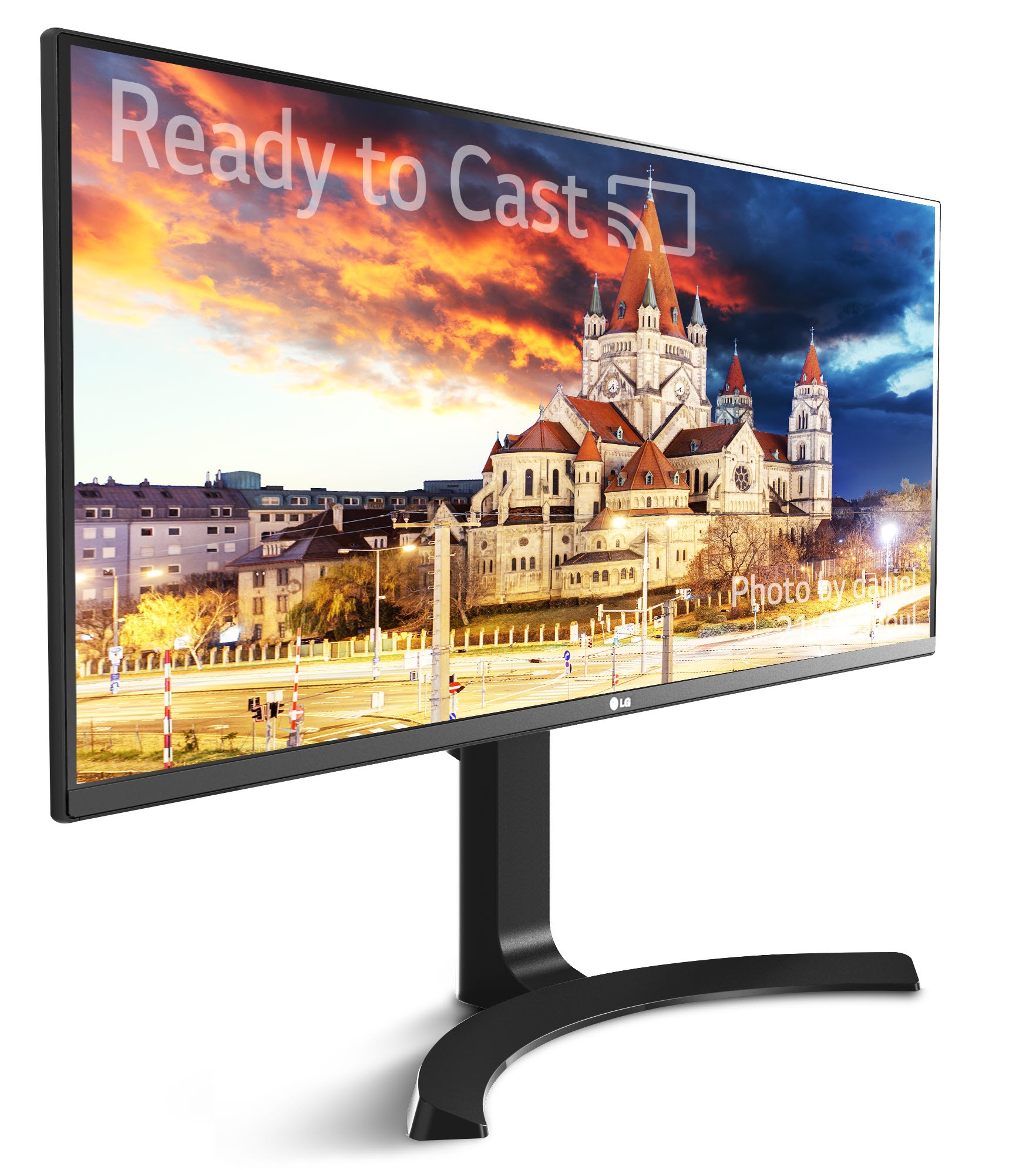 Left-side view of LG 2017 21:9 UltraWide™ Mobile+ Monitor model 34UM79