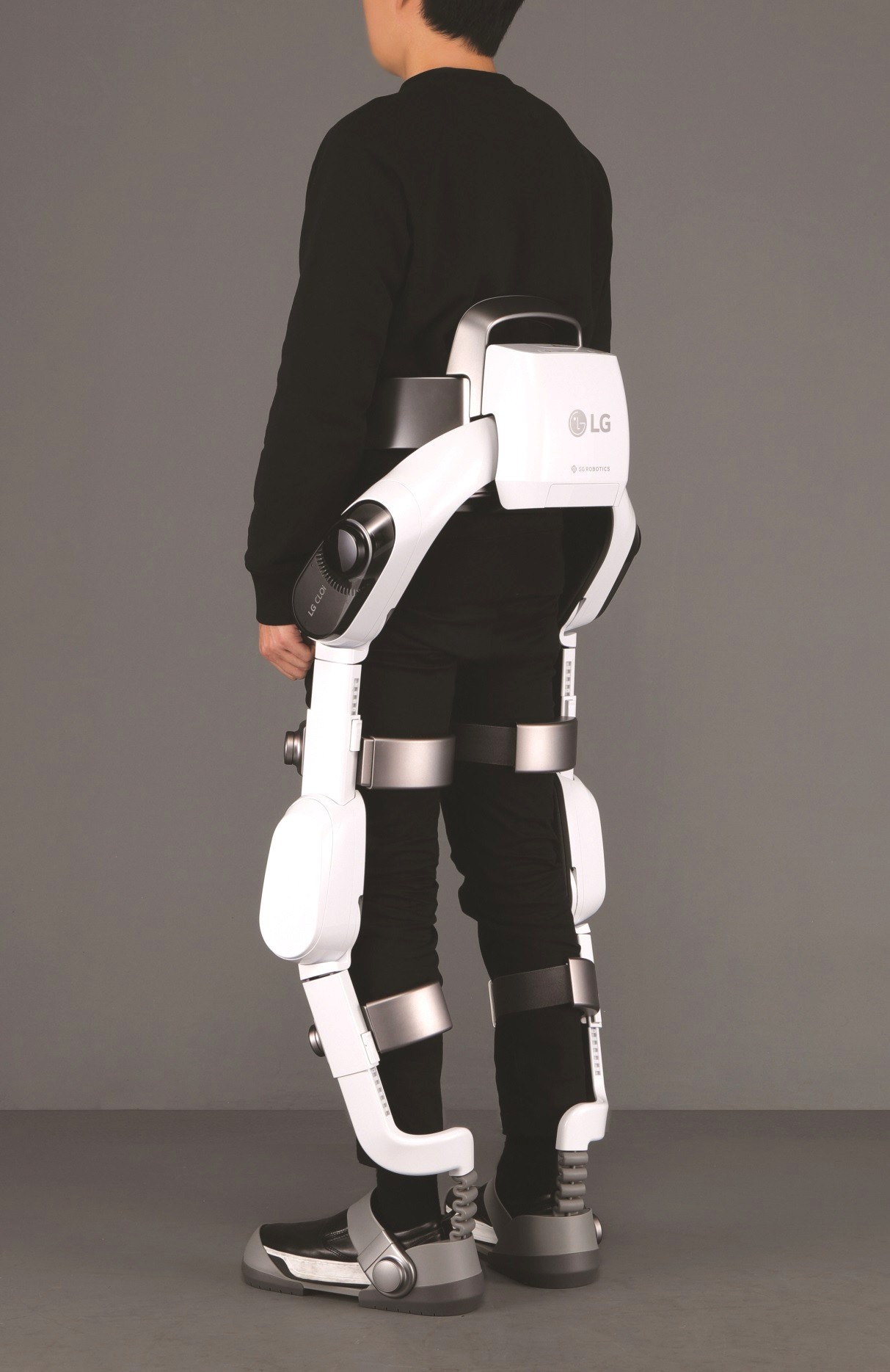 Rear view of man wearing LG CLOi SuitBot