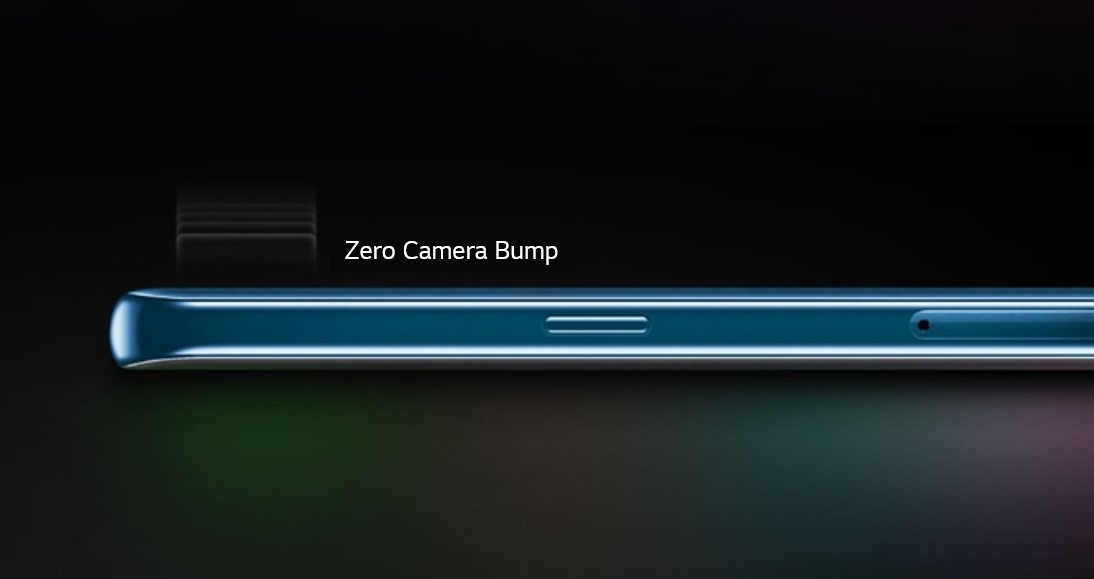 The side view of the LG G8 ThinQ smartphone with the implementation of the Zero Camera Bump form factor