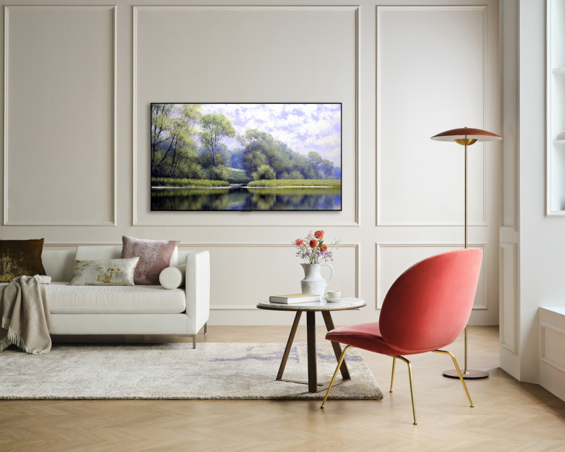 LG G1 featuring OLED evo blends perfectly into a classic living room