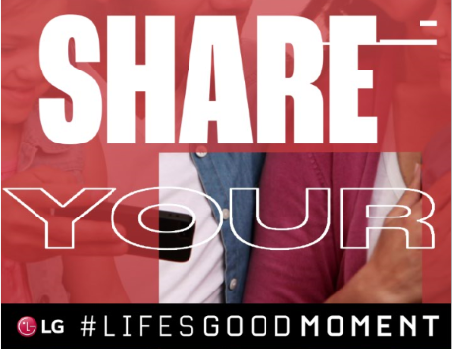 A family of four spending quality time together with the phrase ‘Share Your #Life’s good moment’ overlapping.